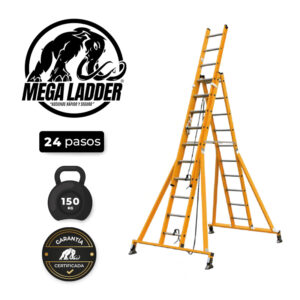 Escalera tipo caballete de Fibra de vidrio 24 pasos C/Carga 150Kg MegaLadder