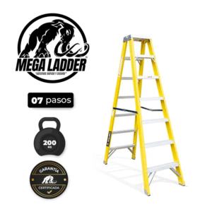 Escalera D/Acceso en Fibra de Vidrio 7 pasos, Carga 200Kg Mega Ladder