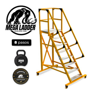 Escalera Tipo Avión Fibra de Vidrio 8 pasos C/Carga 200Kg MegaLadder