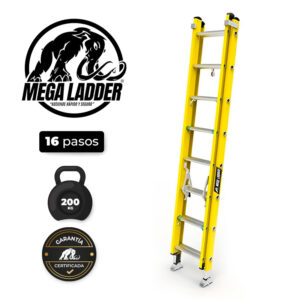 Escalera Telescópica Fibra de Vidrio 16 pasos C/Carga 200Kg MegaLadder