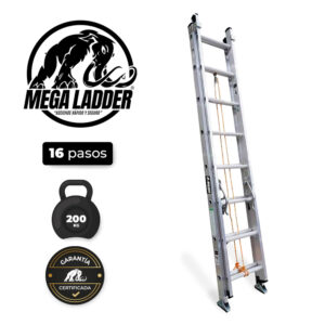 Escalera Telescópica Aluminio 16 pasos C/Carga 200Kg Mega Ladder