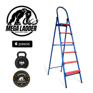 Escalera Tubular de Fierro 6 pasos C/Carga 150Kg Mega Ladder