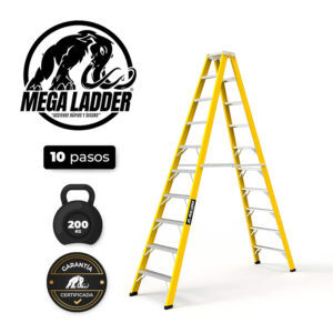 Escalera D/Acceso en Fibra de Vidrio 10 pasos, Carga 200Kg Mega Ladder