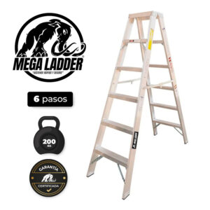 Escalera Doble Acceso en Aluminio 6 pasos Cap Carga 200Kg Mega Ladder