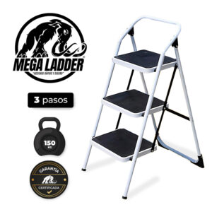Escalera Banqueta 3 pasos de Acero C/Carga 150Kg Mega Ladder