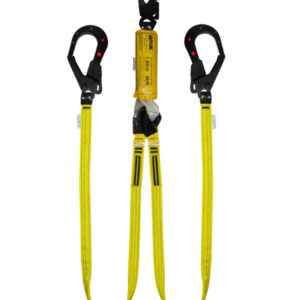 Linea de vida con amortiguador de caida 1 gancho de 3/4″ dielectrico y 2 ganchos 2 1/4″ dielectrico